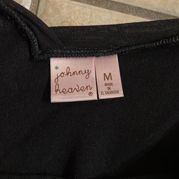 Flirty Mesh Layered Johnny Heaven Black Top sz Medium - Picture 2 of 5